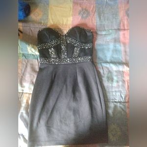 Speechless Black Rhinestone Corset Cocktail Dress